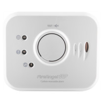 Front view of the fireangel pro connected fp1820w2 r carbon monoxide alarm showing buttons and indicator lights