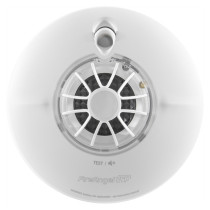 Front view of the fireangel pro connected fp1720w2 r heat alarm showing its circular design and central sensor area