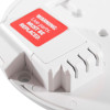 Close up of the base plate with warning label on the fireangel pro connected fp1640w2 r mains interlinked smoke alarm
