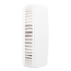 Side view of a white fireangel battery optical smoke alarm showing vented design and smooth surface