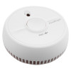angled view of one fireangel battery optical smoke alarm from twin pack showing test button and sensor opening