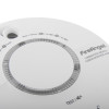 Closeup of fireangel combination optical smoke carbon monoxide alarm 10 year long life battery showing test button and indicator lights