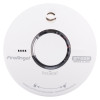 Front view of fireangel multi sensor smoke alarm showing test reset button and brand name lettering