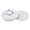Fireangel multi sensor smoke alarm shown separated into two parts revealing front and back components