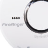 FireAngel logo on the fireangel st 622 thermoptek smoke alarm showing branding details and part of the test reset button