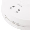 Closeup of buttons on a fireangel mains powered optical smoke alarm alkaline battery backup showing test and indicator lights