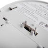 fireangel mains powered optical smoke alarm alkaline battery backup showing close-up of connector pins and plastic housing