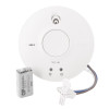 Fireangel mains powered optical smoke alarm alkaline battery backup with battery and mounting clip shown