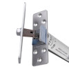 Close up of hinge on astra 3003 series concealed fire door closer showing metal parts and screws