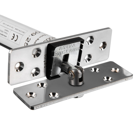 Close-up of Fcast4003Cfs Astra 4003 Series Concealed Fire Door Closer polished chrome square front showing metal parts and label