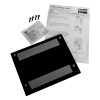 dorgard adapter plate for steel door with screws, adhesive pad, and fitting guide instructions