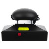 Back view of the deafgard bedside fire alarm monitor showing the base and attached handset with a cord