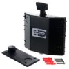 dorgard black angled view showing main unit with large baseplate and included screws and wall plugs