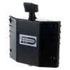 angled view of a black dorgard fire door retainer showing its rectangular body and top lever