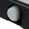 Closeup of the foot part of a dorgard fire door retainer black showing its rounded shape and black casing