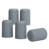 Front view of five grey dorgard replacement feet arranged in a group on a white background