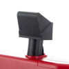 Closeup of the black plunger part on a dorgard fire door retainer red against a white background