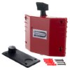 dorgard red shown from an angle with large baseplate and screws on a white background