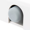 Closeup of the white foot part of a dorgard fire door retainer showing its shape and texture