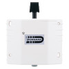 Front view of a dorgard fire door retainer in white with DORGARD logo on the front panel