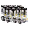 Image showing 16 Fireco branded alkaline batteries arranged in two rows for Replacement Batteries Dorgard 16 Pack