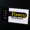 Closeup detail of dorgard smartsound fire door retainer black showing the Fireco SmartSound label and indicator icons