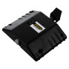 Black dorgard smartsound fire door retainer shown from a flat angle with visible label and design details