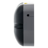 Side view of the dormag smartsound fire door holder showing its rounded black and grey casing