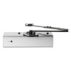 freedor smartsound door closer shown from the front top with a metal body and extending arm