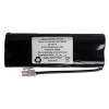 Front view of freedor replacement battery pack showing a black rectangular battery with label and connector cable