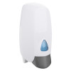 germgard smart hand sanitising system with monitor showing a white and grey dispenser with a small blue window