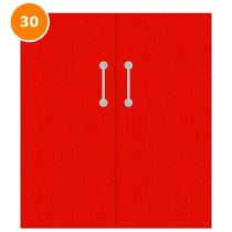 A double 30 minute fire door painted red (ral 3024)