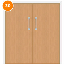 A double 30 minute fire door set with oak veneer