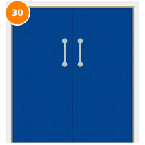 A double 30 minute fire door set painted blue (ral 5017)