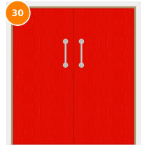 A double 30 minute fire door set painted red (ral 3024)