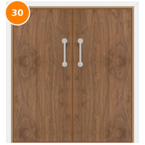 A double 30 minute fire door set with walnut veneer