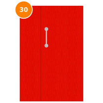 A leaf & half 30 minute fire door painted red (ral 3024)
