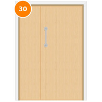 A leaf & half 30 minute fire door set with ash veneer