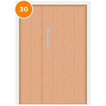 A leaf & half 30 minute fire door set with beech veneer