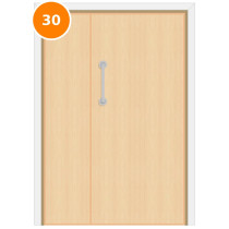 A leaf & half 30 minute fire door set with maple veneer