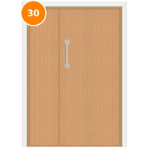 A leaf & half 30 minute fire door set with oak veneer