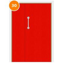 A leaf & half 30 minute fire door set painted red (ral 3024)