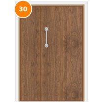 A leaf & half 30 minute fire door set with walnut veneer
