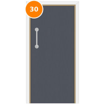 A single 30 minute fire door set painted grey (ral 7015)