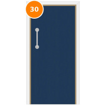 A single 30 minute fire door set painted navy (ral 5003)