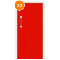 A single 30 minute fire door set painted red (ral 3024)