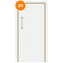 A single 30 minute fire door set primed