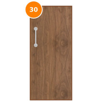 A single 30 minute fire door with walnut veneer