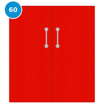 A double 60 minute fire door painted red (ral 3024)