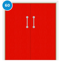 A double 60 minute fire door set painted red (ral 3024)